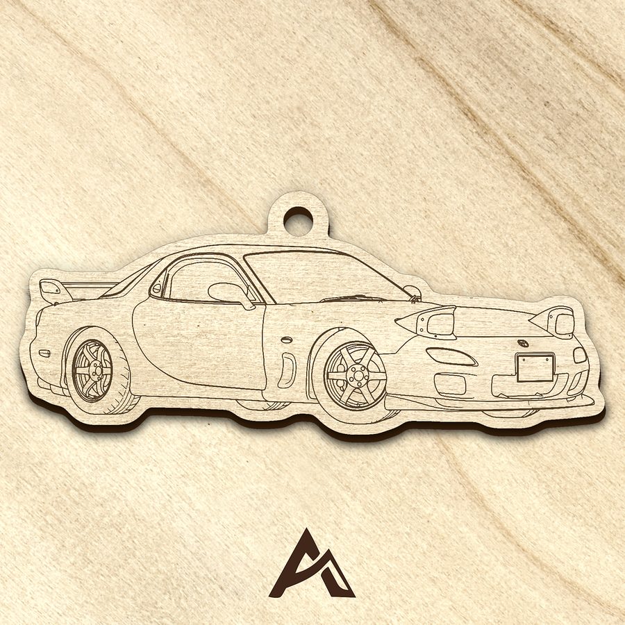 Finished laser-engraved wood keychain